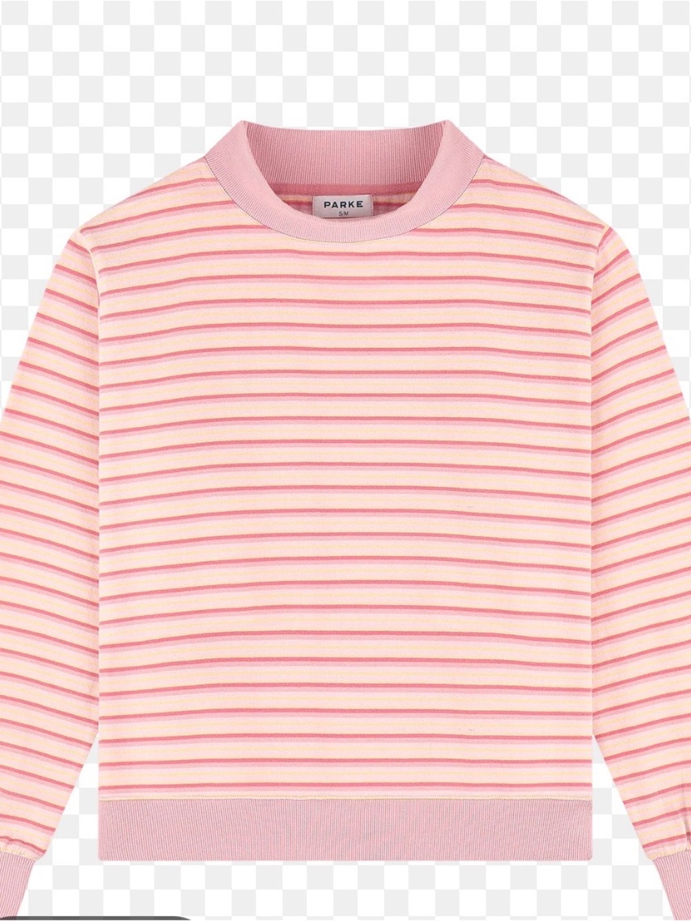 Parke Pink & Cream Striped Crew Sweatshirt